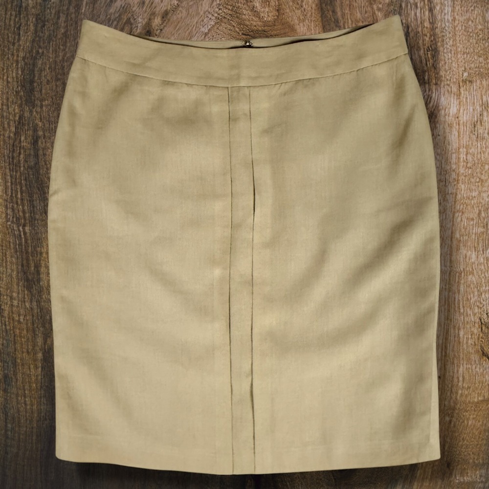 BROOKS BROTHERS Pintuck Pencil Lined Skirt Linen‎ Women's Size 14 - Beige